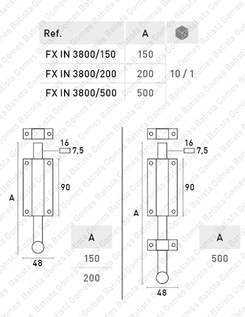 Fecho barra - INOX 304